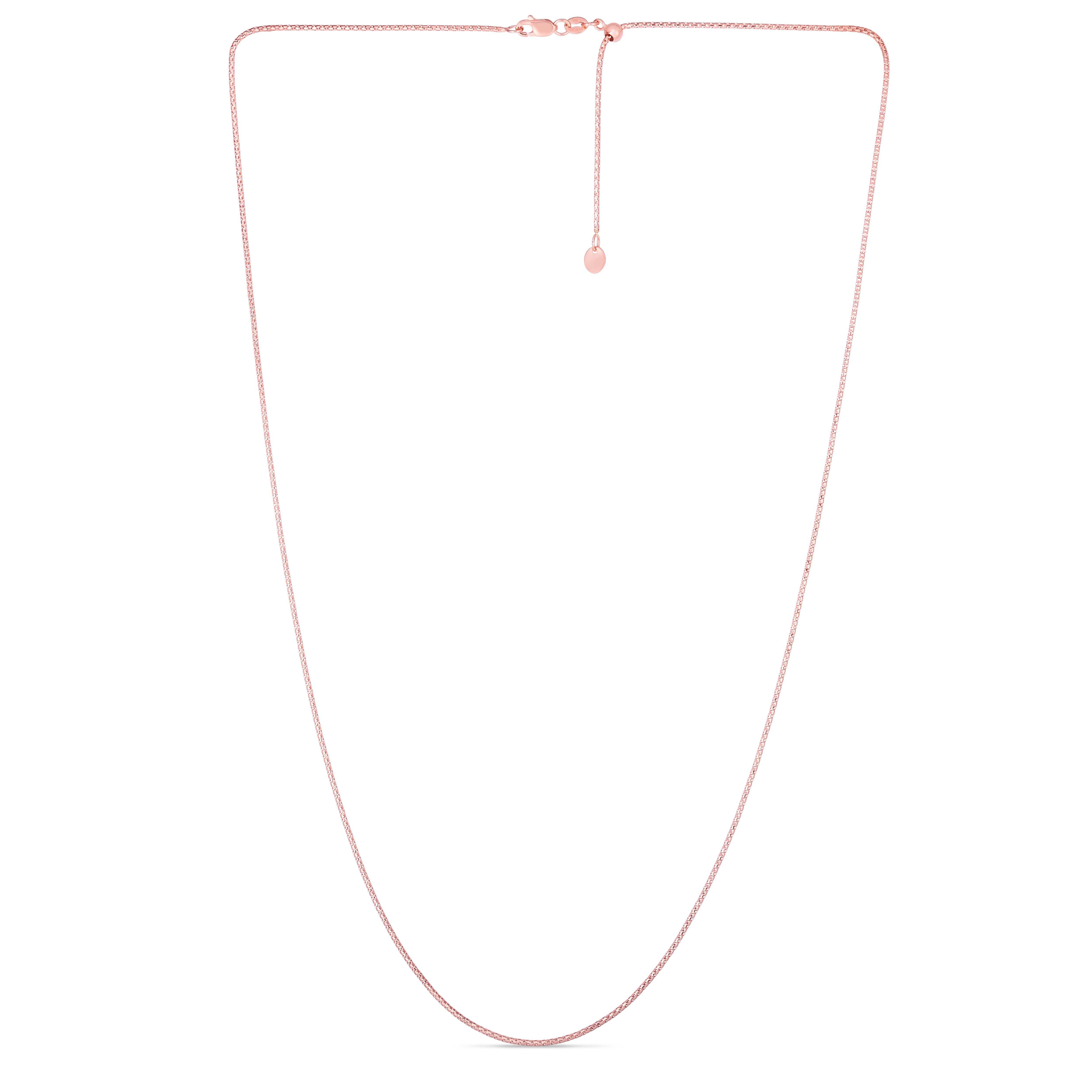 14K Rose Gold 1.3mm Adjustable Popcorn 22" Chain with Lobster Lock