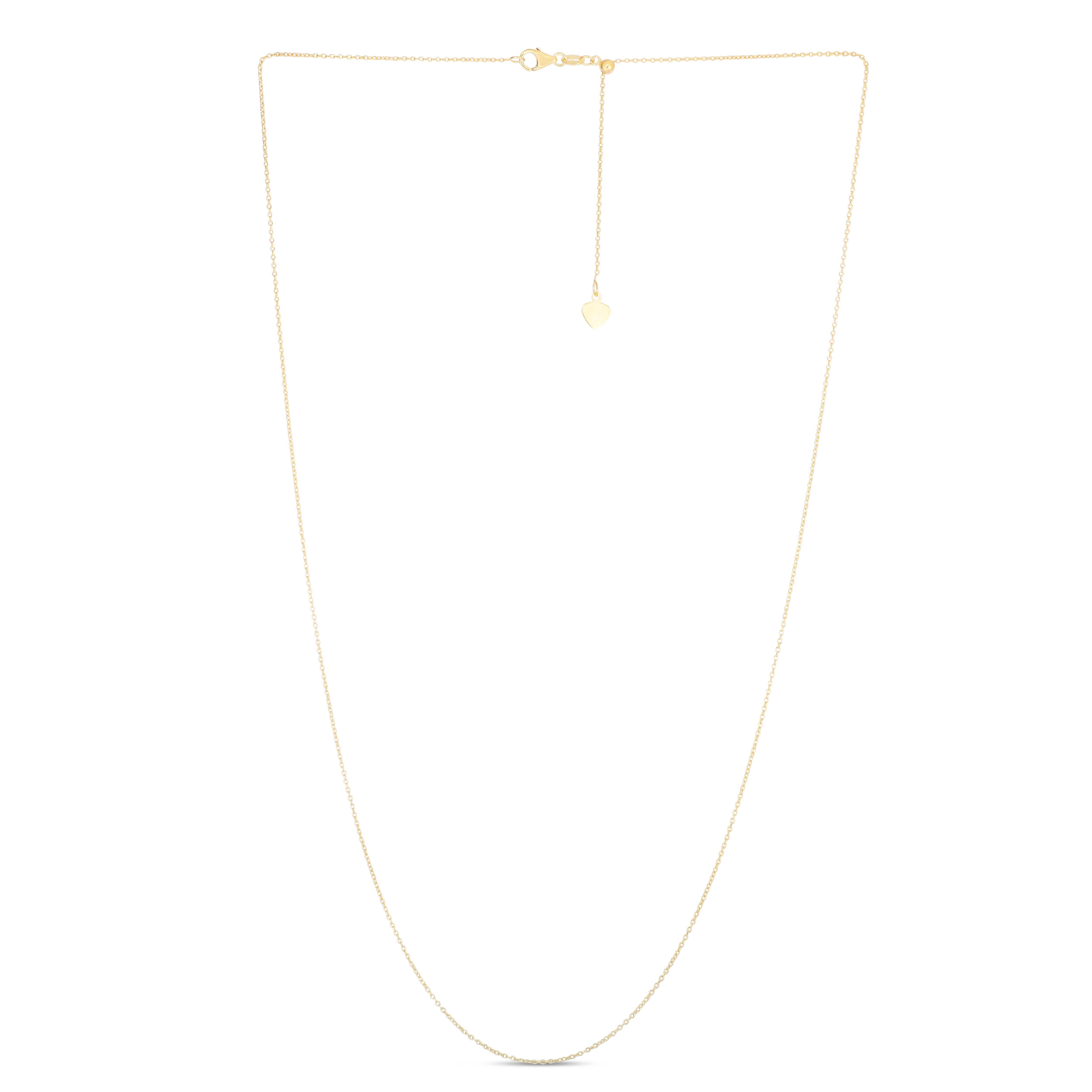 14K Yellow Gold 0.97mm Adjustable Cable 22" Chain with Lobster Lock