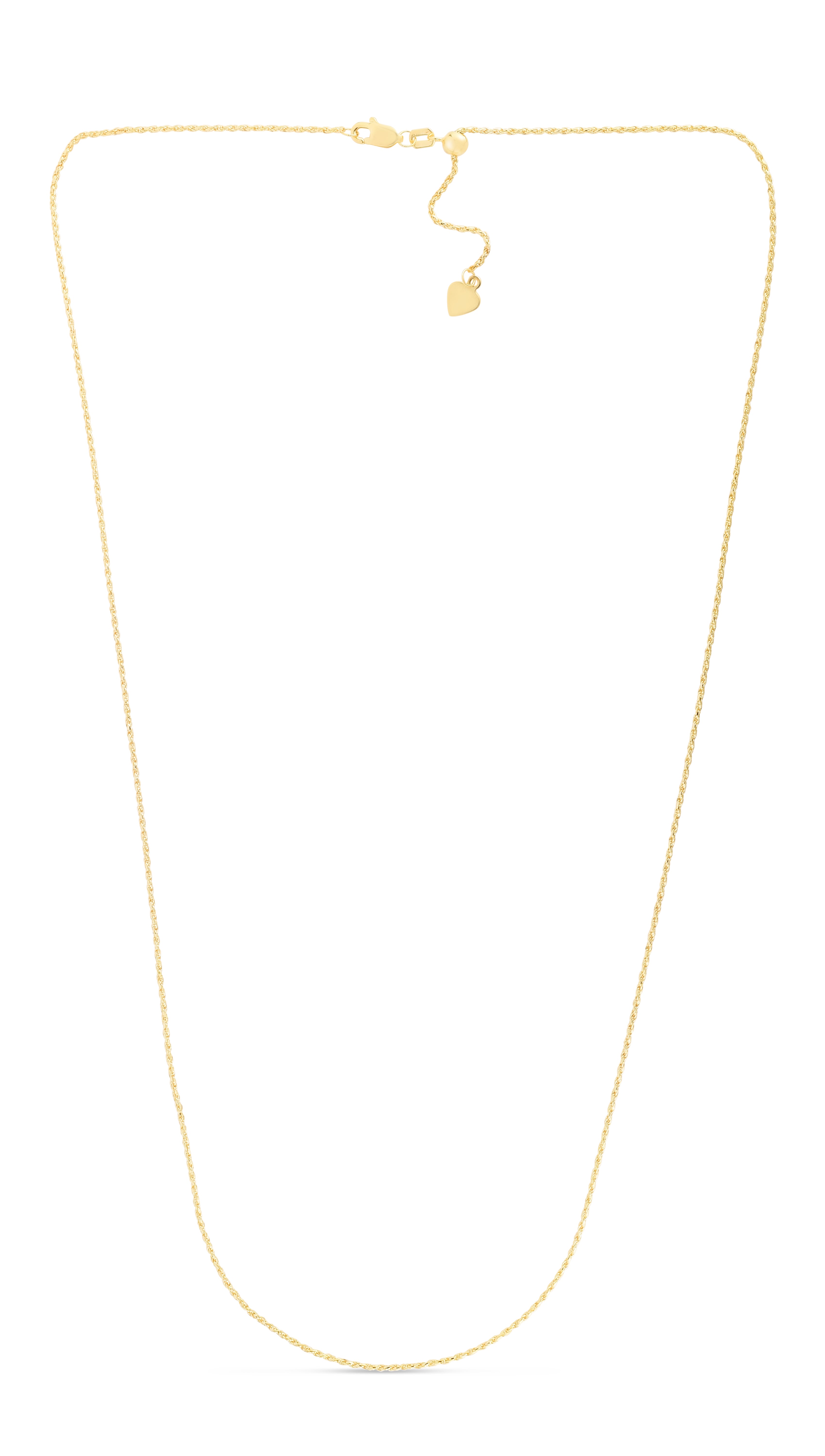 14K Yellow Gold 0.95mm Adjustable Rope 22" Chain with Lobster Lock
