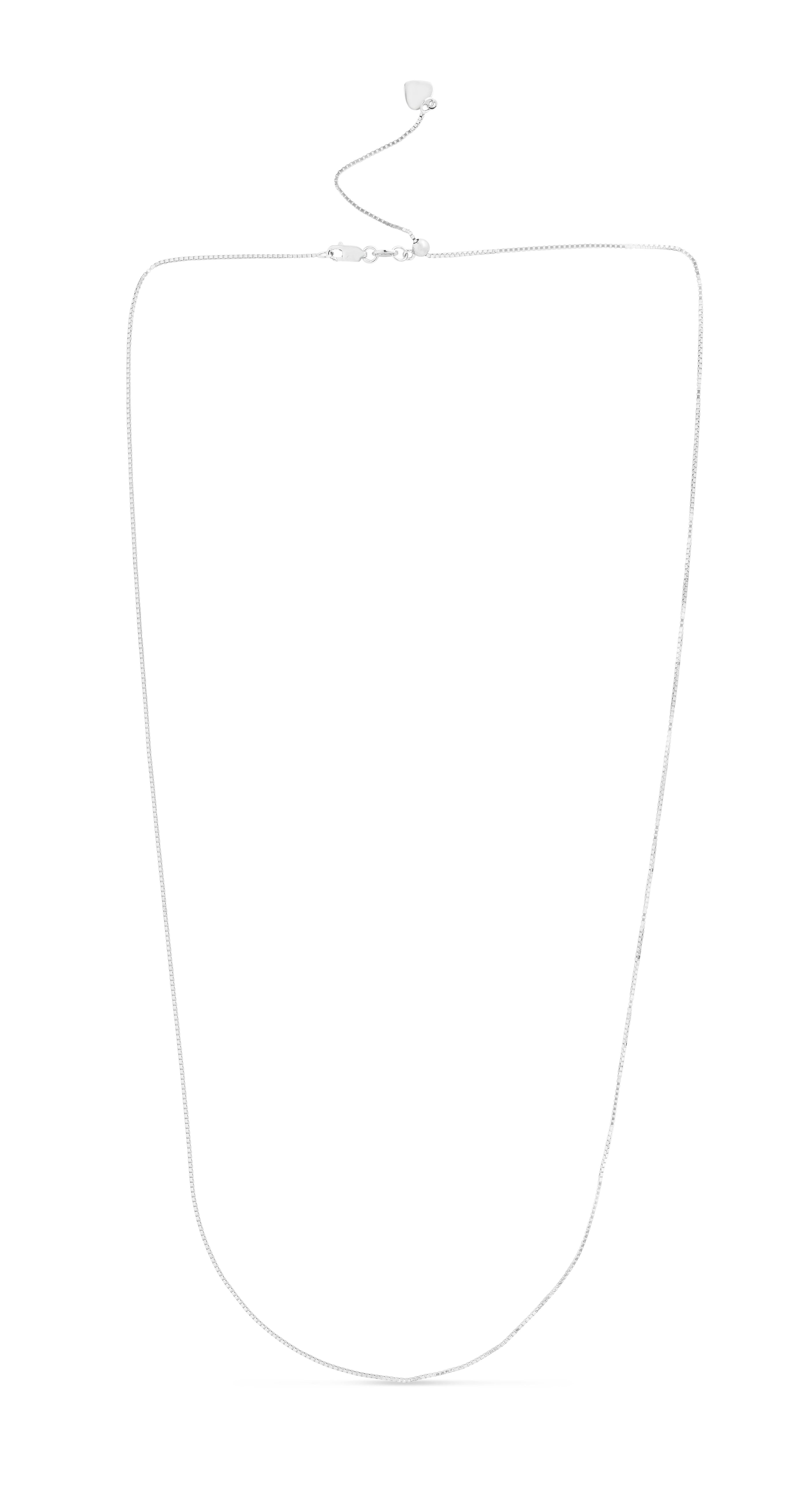 14K White Gold 0.68mm Adjustable Box 22" Chain with Lobster Lock