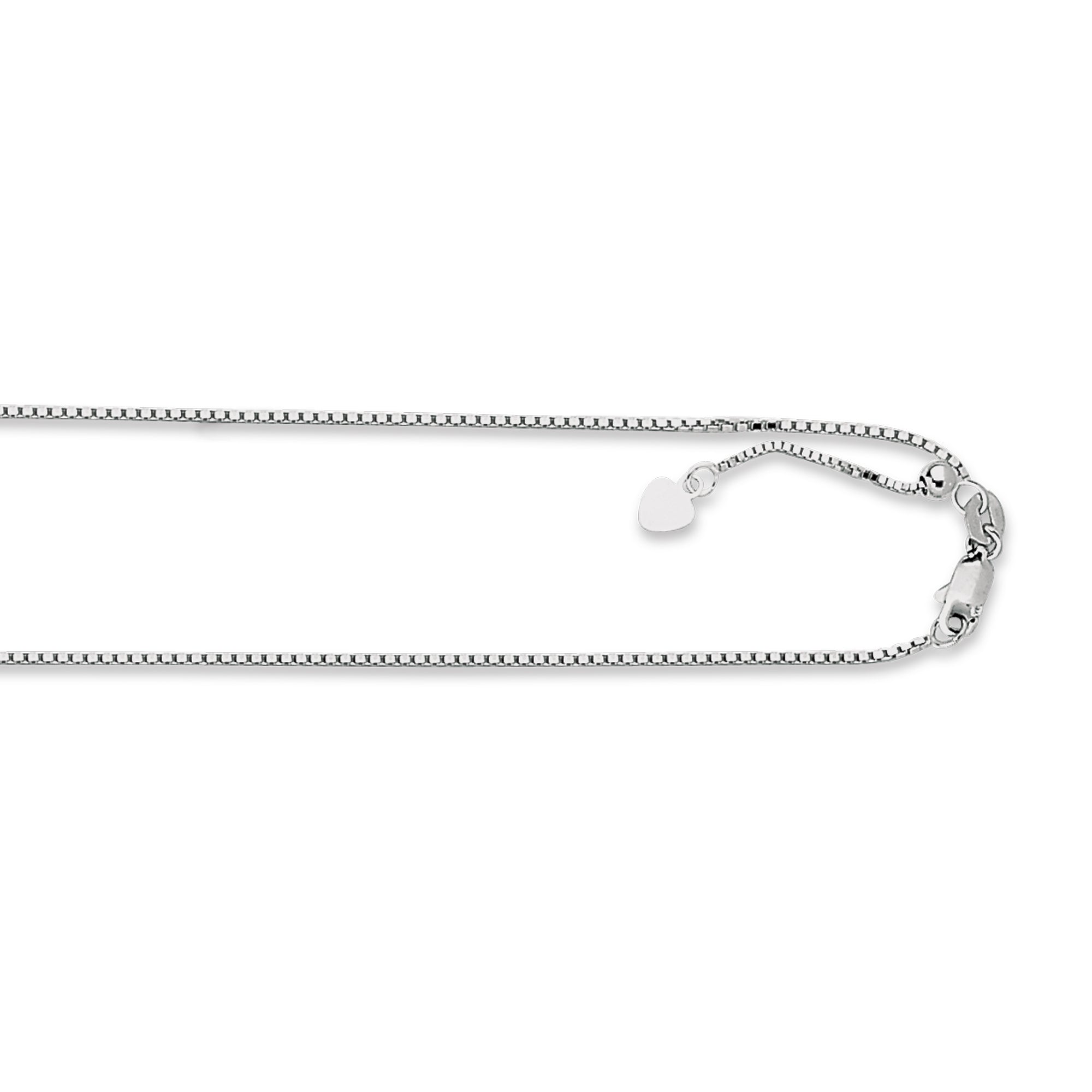 14K White Gold 1.1mm Adjustable Box 22" Chain with Lobster Lock