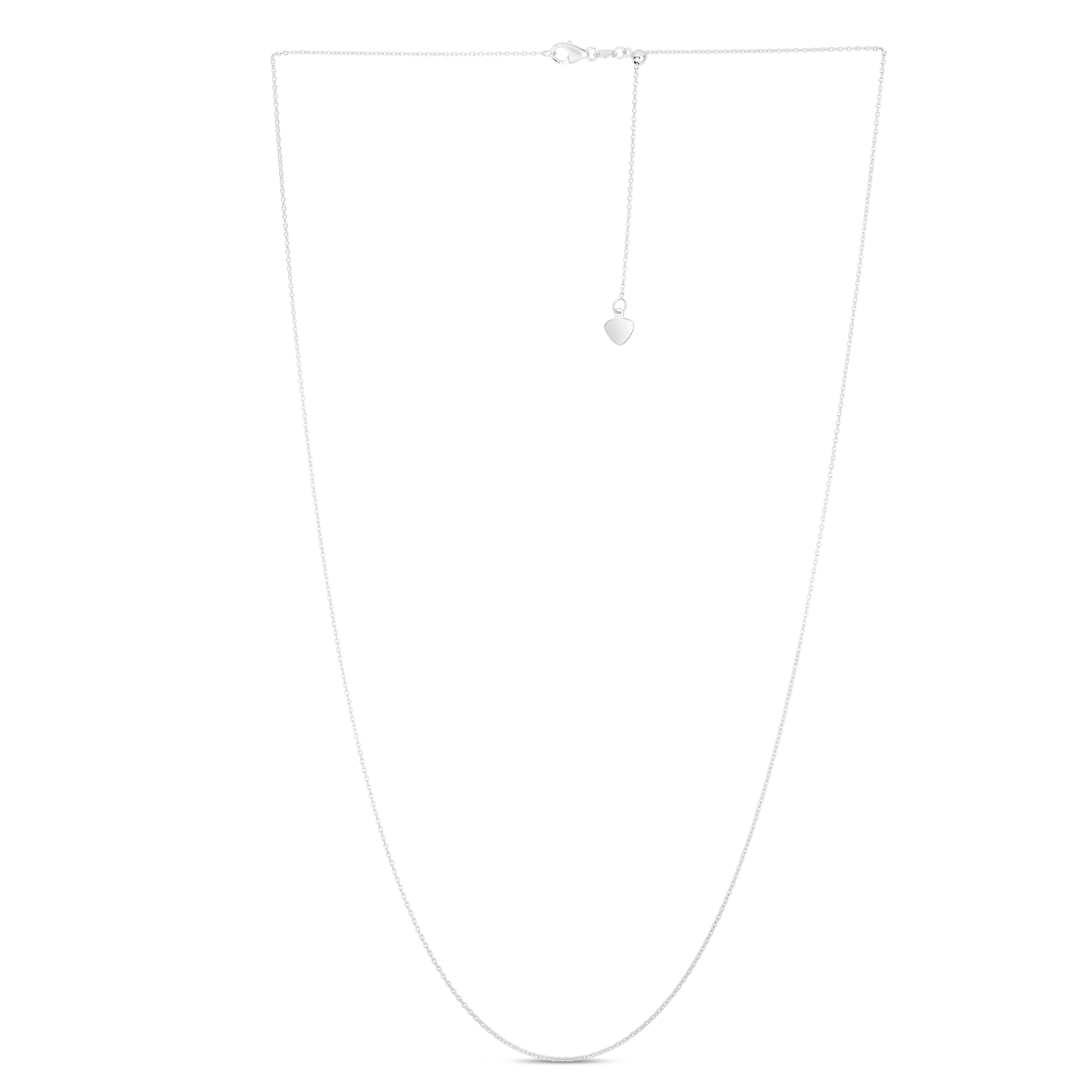 14K White Gold 0.97mm Adjustable Cable 22" Chain with Lobster Lock