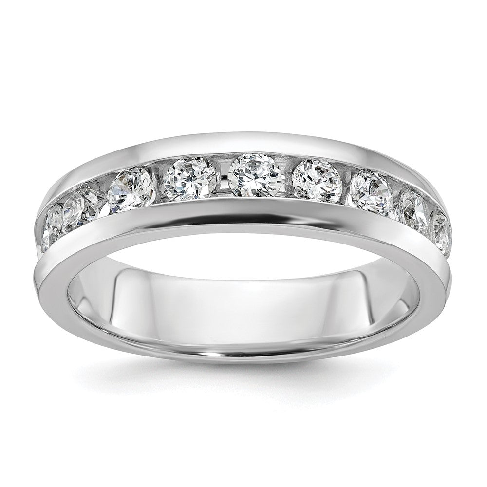 14k White Gold IBGoodman Men's Polished 9-Stone Ring Mounting