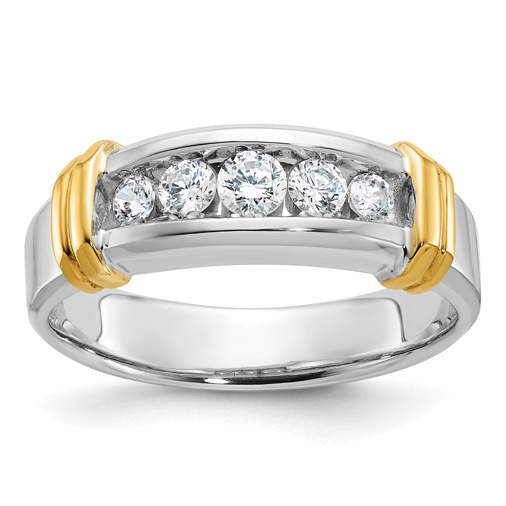 14k Two-tone IBGoodman Men's Polished 5-Stone Ring Mounting