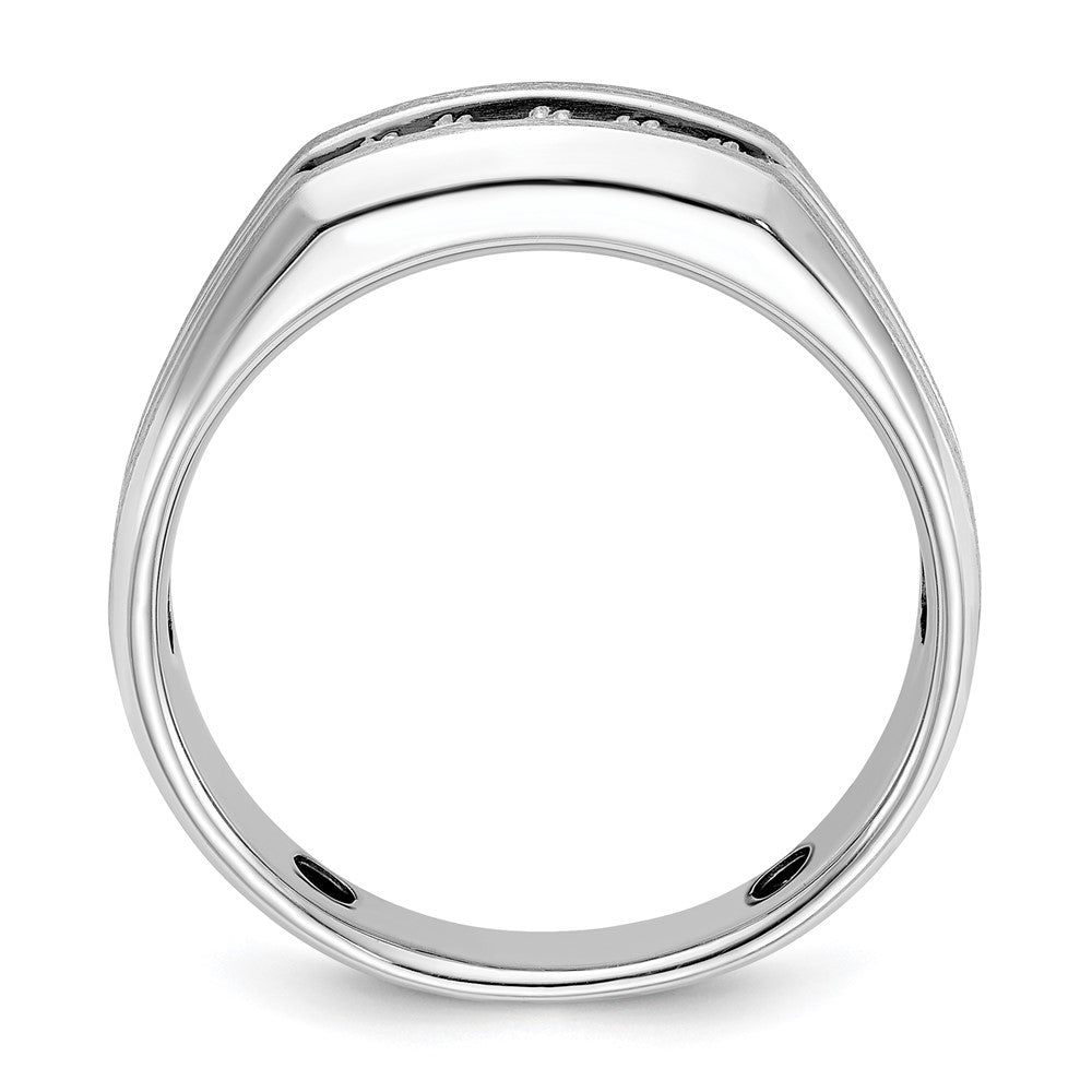 IBGoodman 14k White Gold Men's Polished Satin and Grooved 5-Stone Ring Mounting
