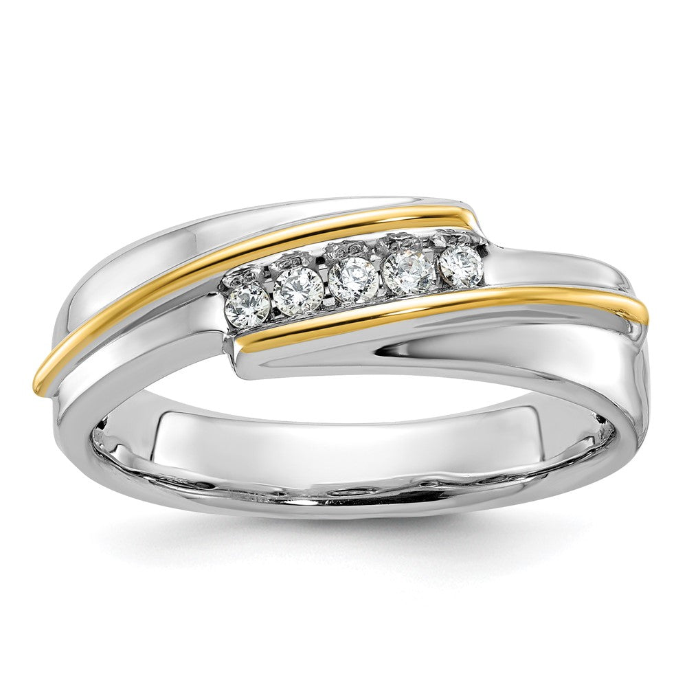14k Two-tone IBGoodman Men's Polished 5-Stone Ring Mounting