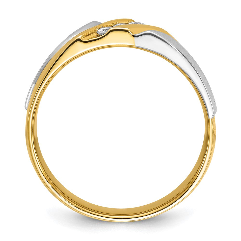 14ktt IBGoodman Men's Polished Satin Grooved 3-Stone Ring Mounting