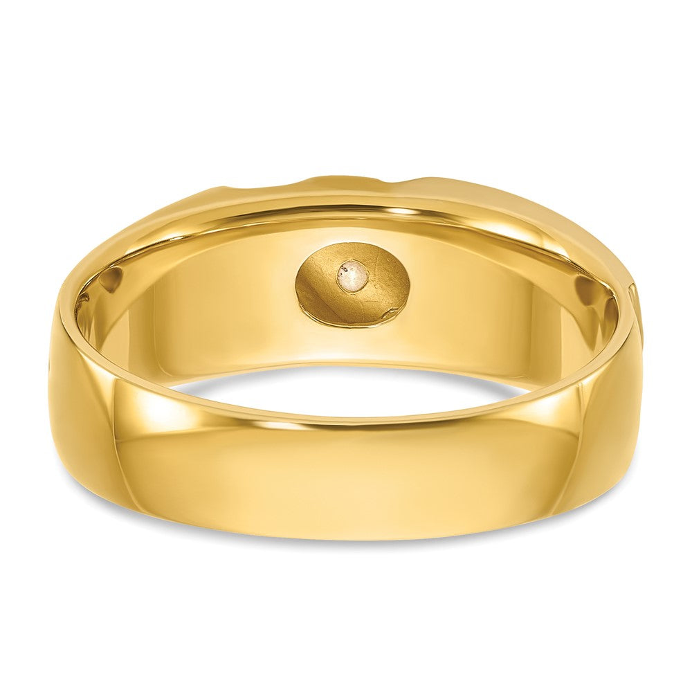 14ktt IBGoodman Men's Polished Satin Grooved 3-Stone Ring Mounting