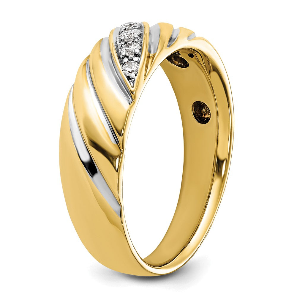14k IBGoodman Men's Polished and Grooved Ring Mounting