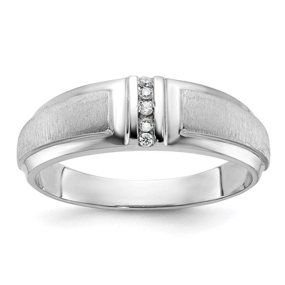 IBGoodman 14k White Gold Men's Polished and Satin 3-Stone Ring Mounting