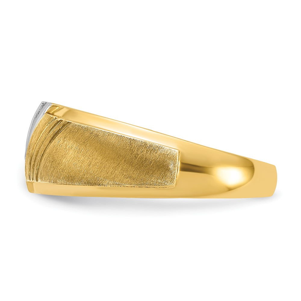 14k IBGoodman Men's Polished Grooved and Satin Ring Mounting