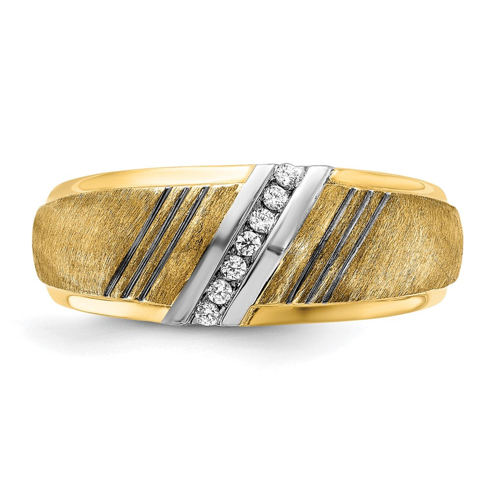 IBGoodman 14k with Black and White Rhodium Men's Polished and Satin 1/20 Carat Lab Grown Diamond Ring