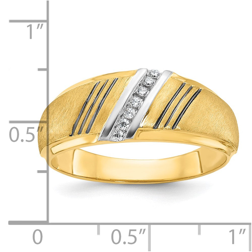14k IBGoodman Men's Polished Grooved and Satin Ring Mounting