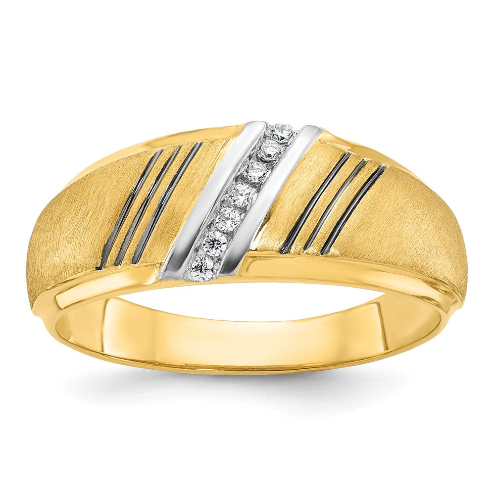 14k IBGoodman Men's Polished Grooved and Satin Ring Mounting