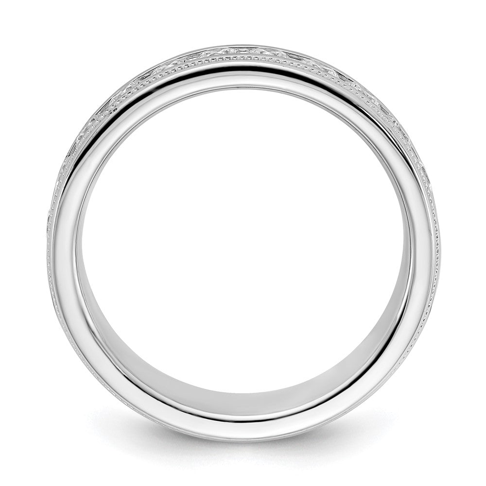 IBGoodman 14k White Gold Men's Polished and Milgrain 11-Stone Ring Mounting