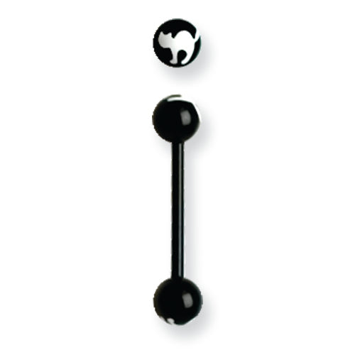 Acrylic 14G 5/8 In. Lg Cat Design In Black W/White Barbell