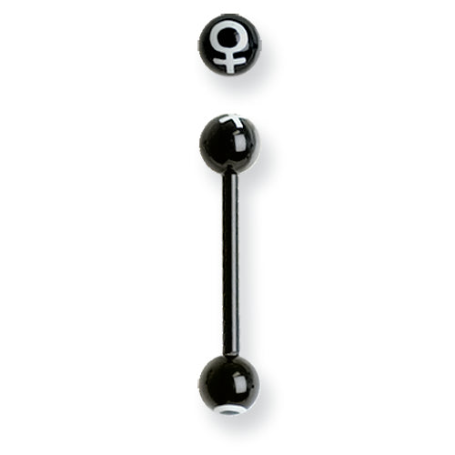 Acrylic 14G 5/8 In. Lg Female Symbol In Black/White Barbell