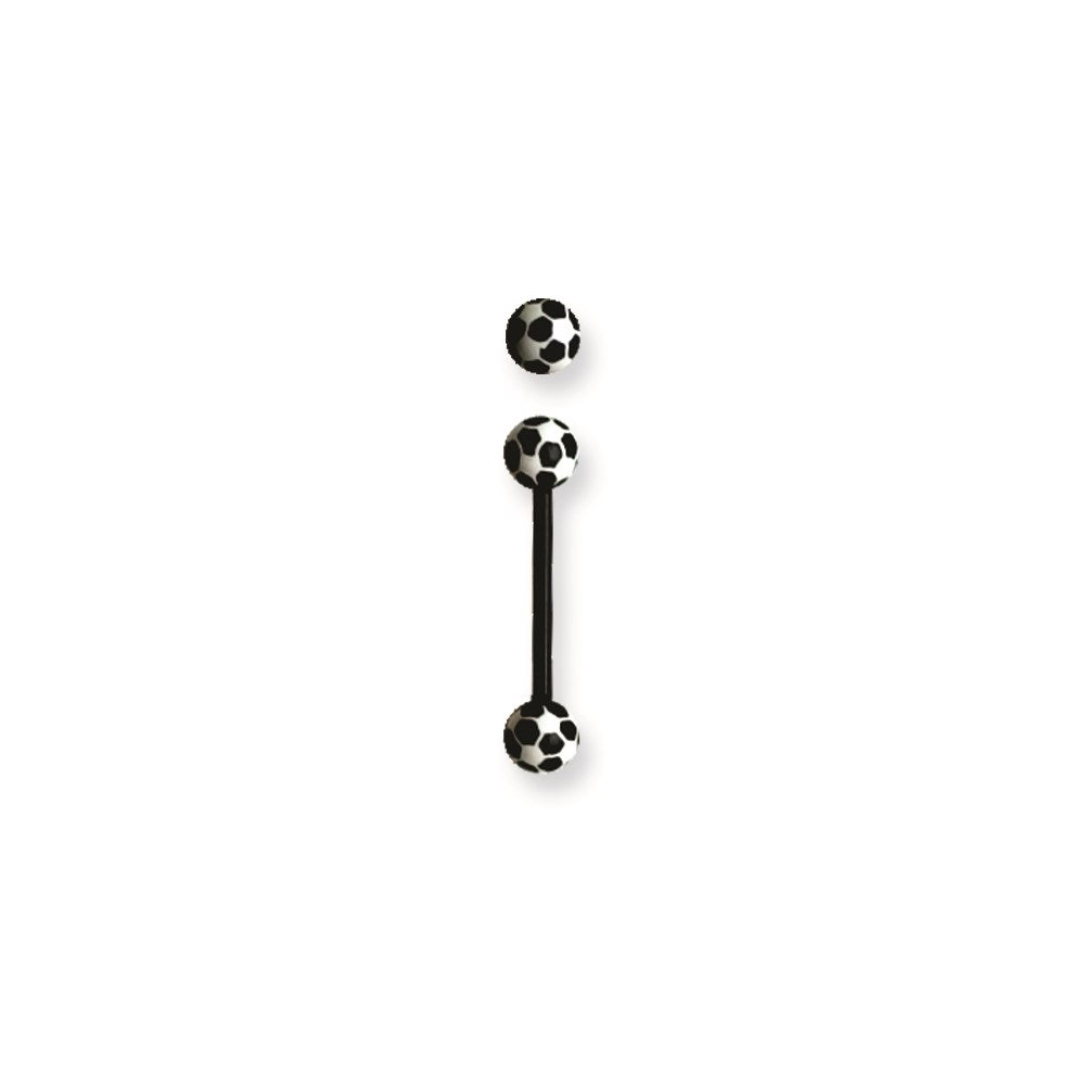 Acrylic 14G 5/8 in. Lg Soccer Ball White on Black Barbell