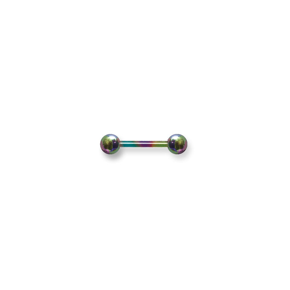 Solid Titanium BB 12G (2mm) 5/8 (15mm) Long w 6mm Titanium Balls Rainbo