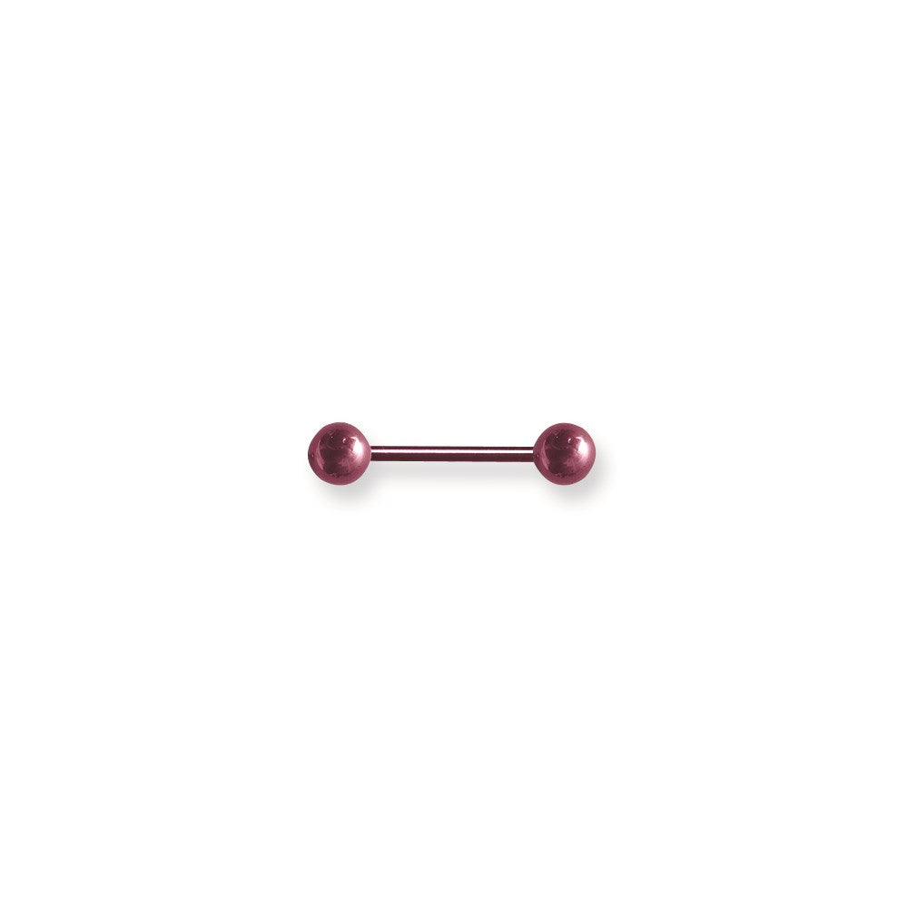 Solid Titanium BB 14G (1.6mm) 5/8 (15mm) Long w 6mm Titanium Balls Pink