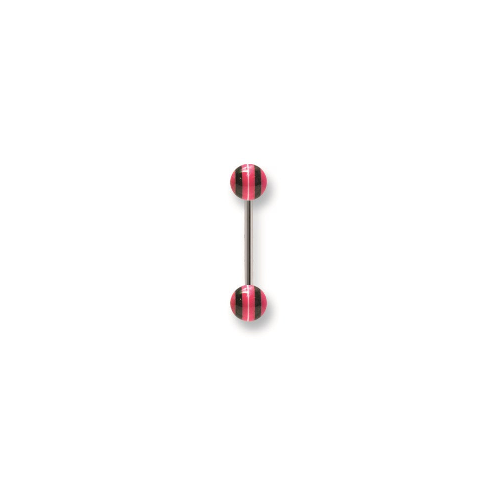 Stainless Stl Straight BB w Acrylic Neon Layered Balls 14G (1.6mm) 5/8