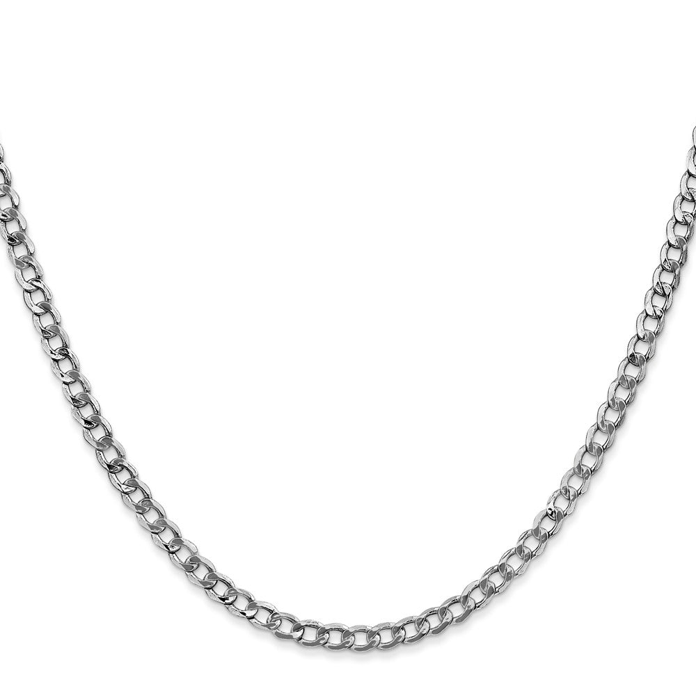 14K White Gold 16 inch 3.35mm Semi-Solid Curb with Lobster Clasp Chain