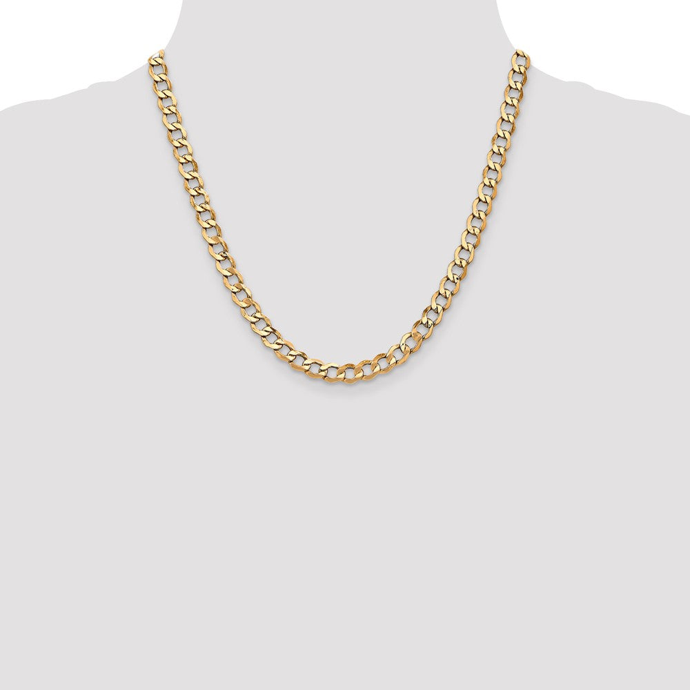 14K 20 inch 6.5mm Semi-Solid Curb with Lobster Clasp Chain