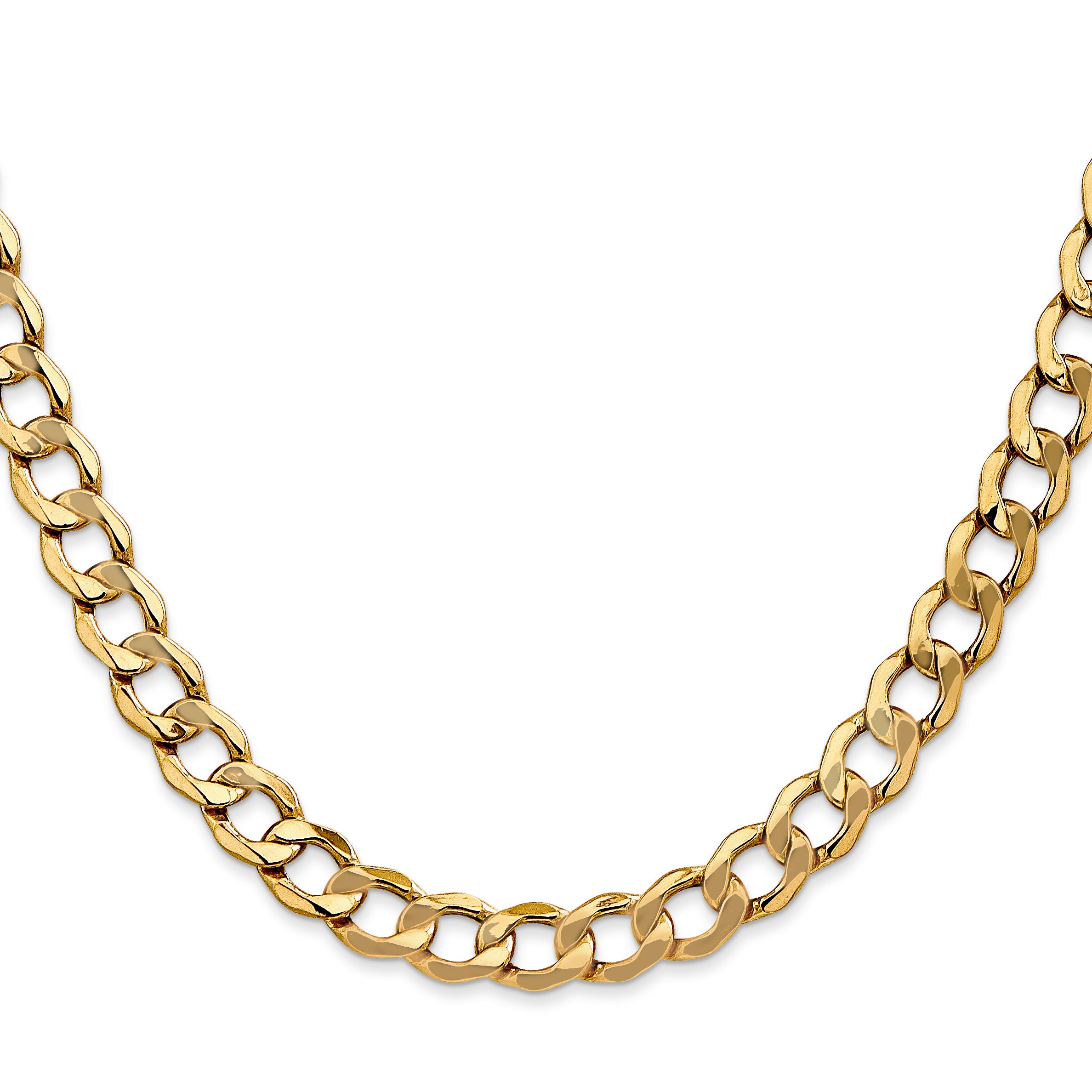 14K 26 Inch 7Mm Semi-Solid Curb With Lobster Clasp Chain