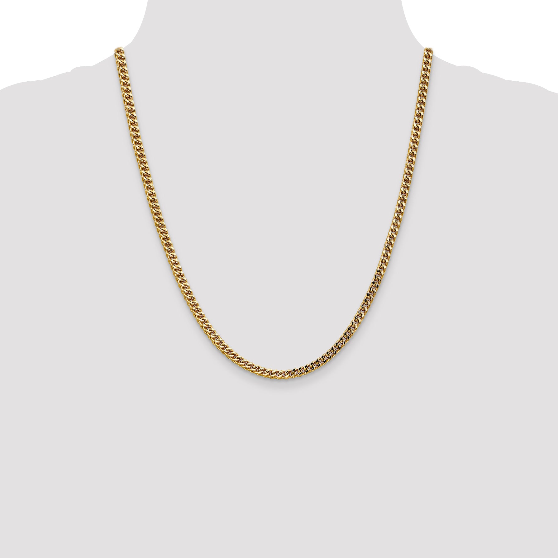 14K 22 Inch 3.7Mm Semi-Solid Franco With Fancy Lobster Clasp Chain