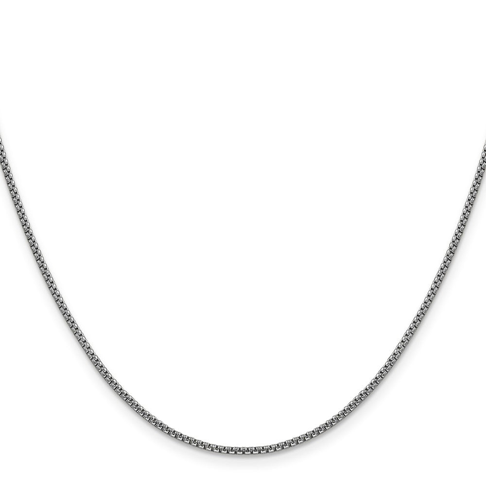 14K White Gold 18 inch 1.5mm Semi-Solid Round Box with Lobster Clasp Chain