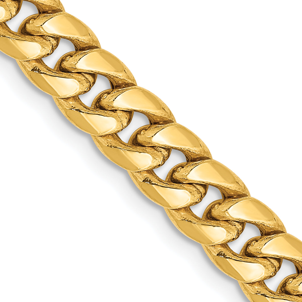 14K 22 Inch 6Mm Semi-Solid Miami Cuban With Lobster Clasp Chain