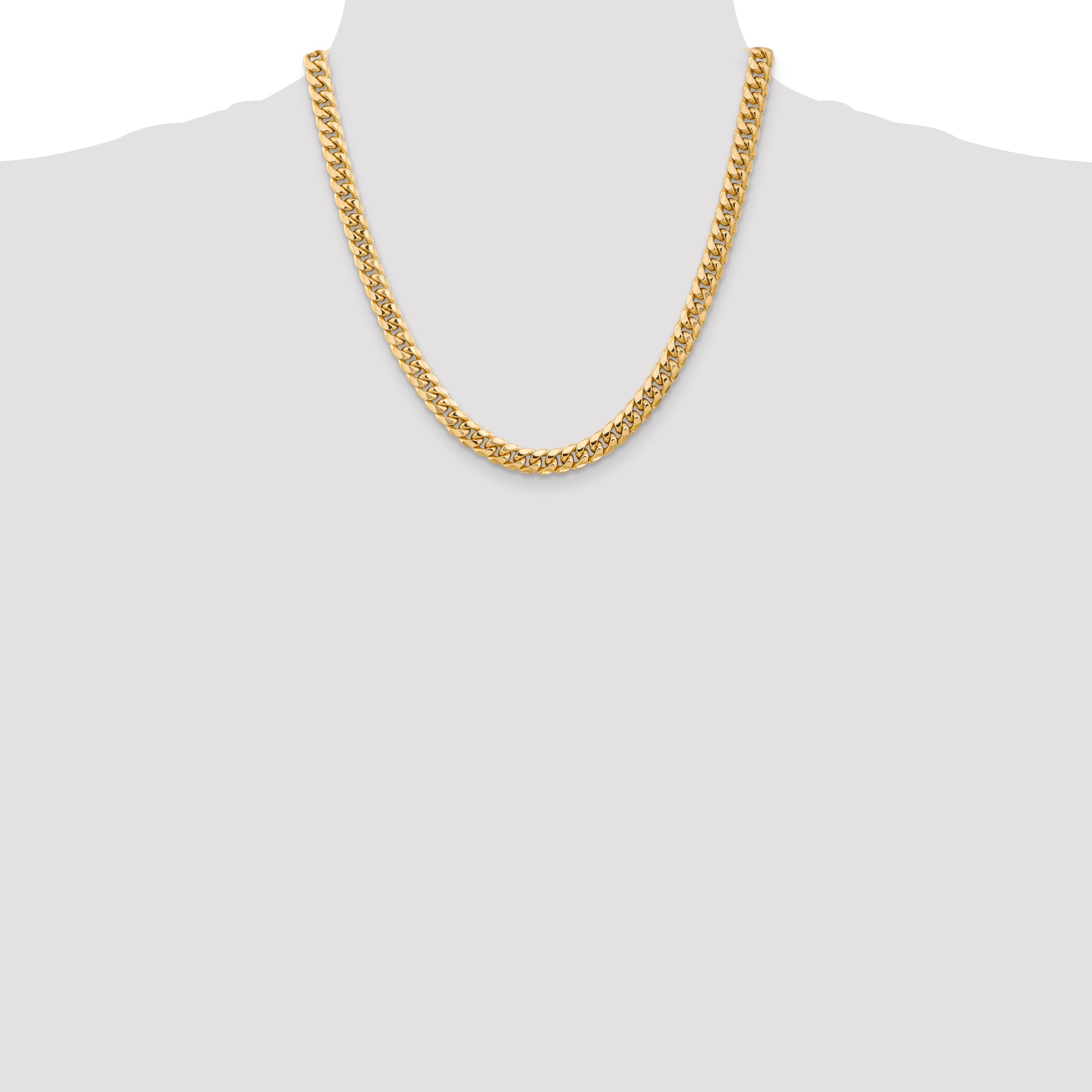 14K 20 Inch 6.75Mm Semi-Solid Miami Cuban With Lobster Clasp Chain