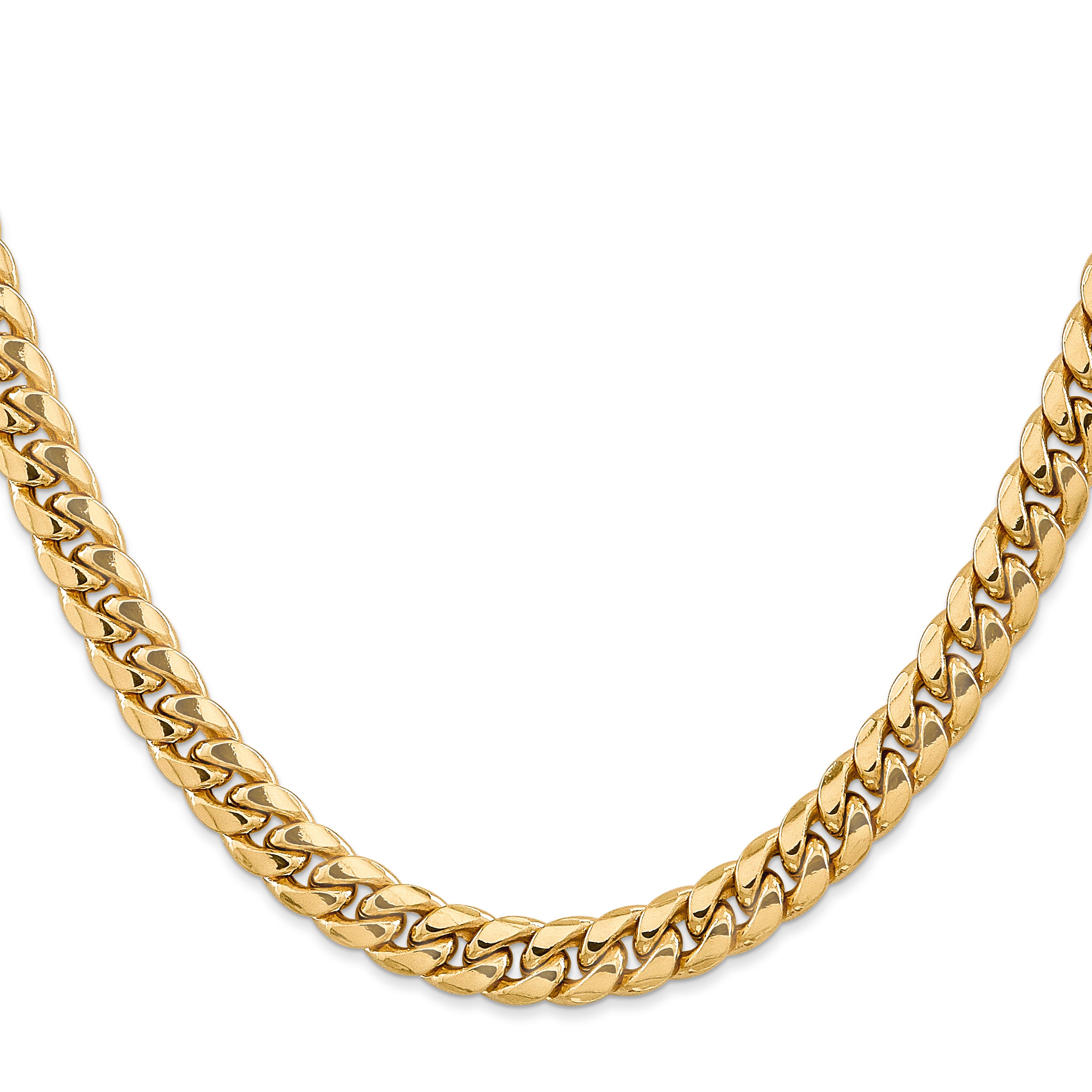 14K 26 Inch 7.3Mm Semi-Solid Miami Cuban With Lobster Clasp Chain