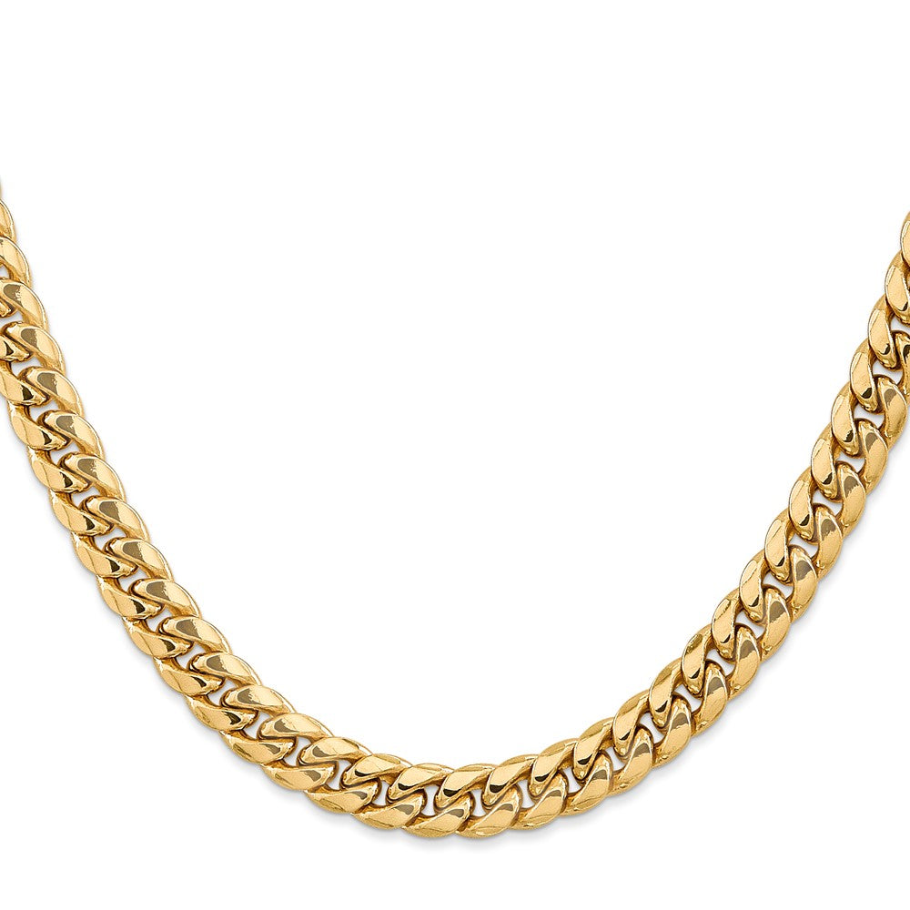 14K 20 inch 7.3mm Semi-Solid Miami Cuban with Lobster Clasp Chain