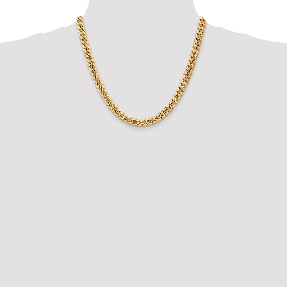 14K 20 inch 7.3mm Semi-Solid Miami Cuban with Lobster Clasp Chain