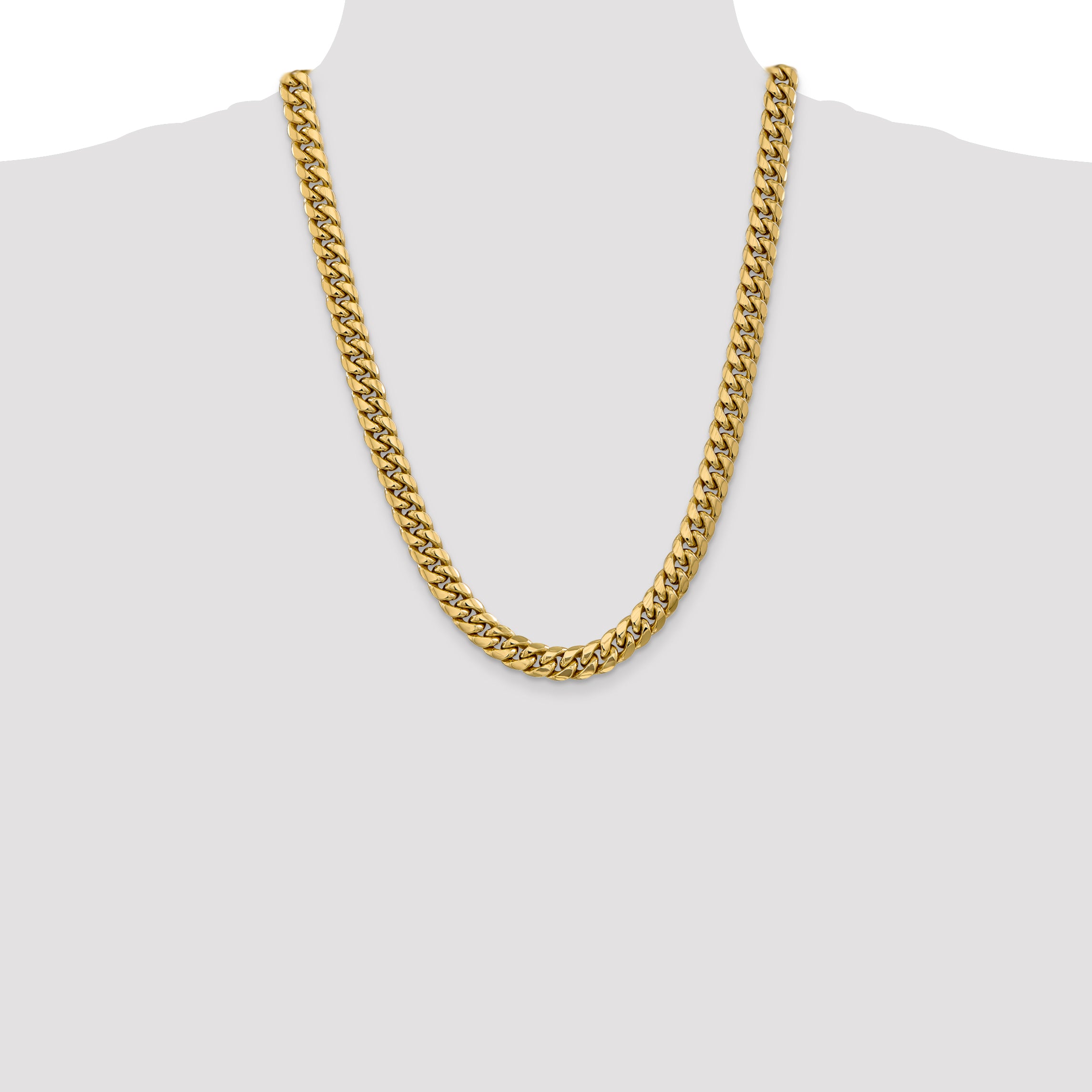 14K 24 Inch 9.3Mm Semi-Solid Miami Cuban With Lobster Clasp Chain