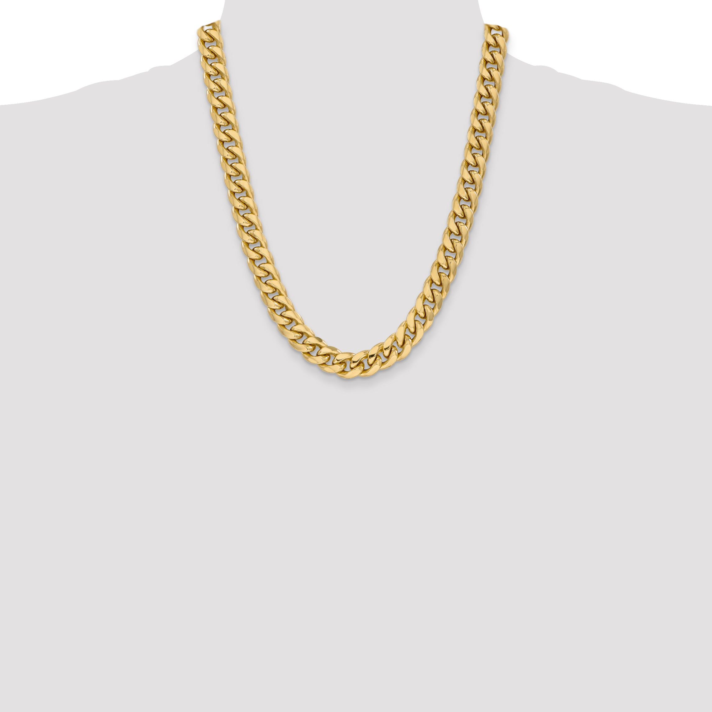 14K 22 Inch 11Mm Semi-Solid Miami Cuban With Lobster Clasp Chain