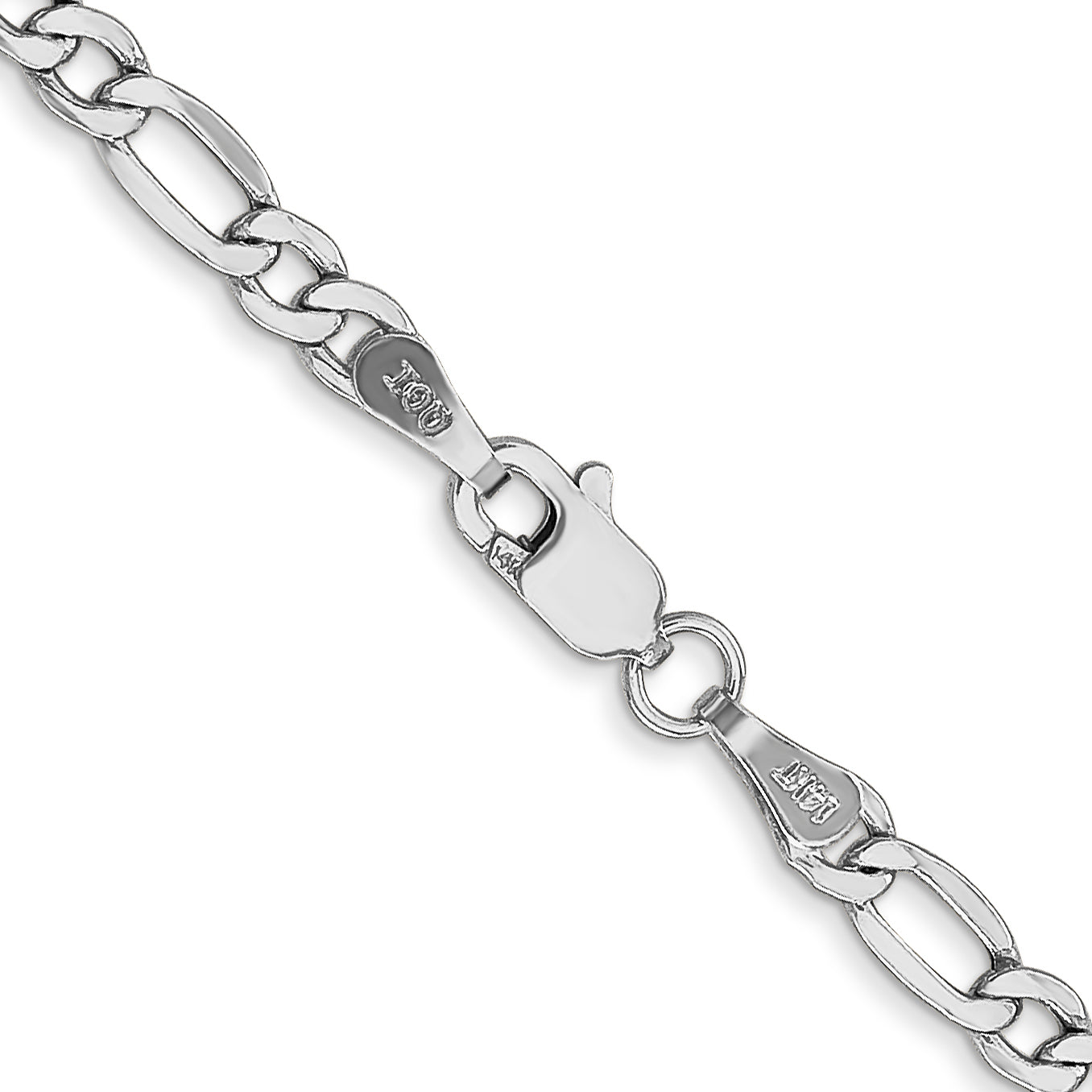 14K White Gold 16 Inch 3.5Mm Semi-Solid Figaro With Lobster Clasp Chain
