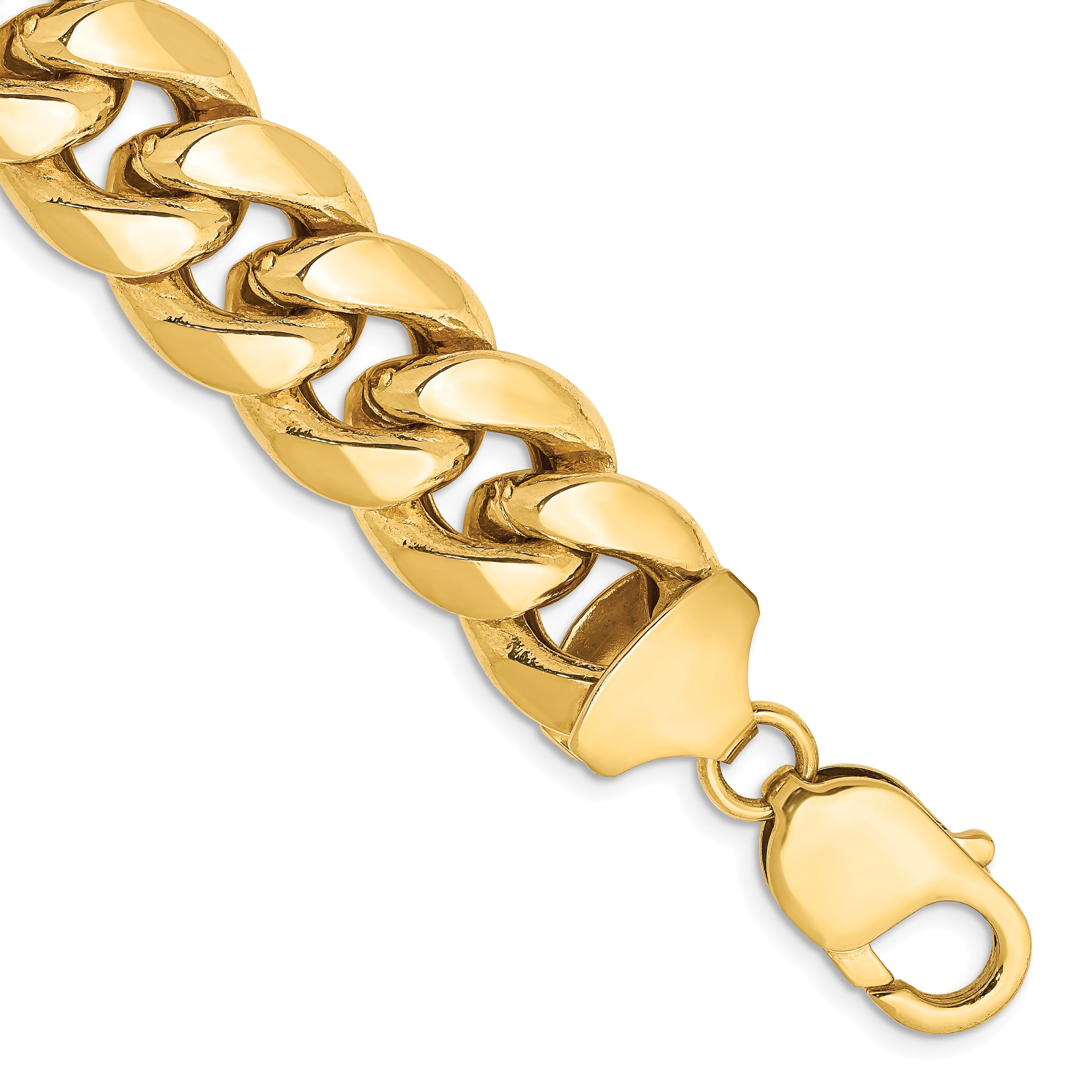 14K 9 Inch 13.2Mm Semi-Solid Miami Cuban With Lobster Clasp Chain