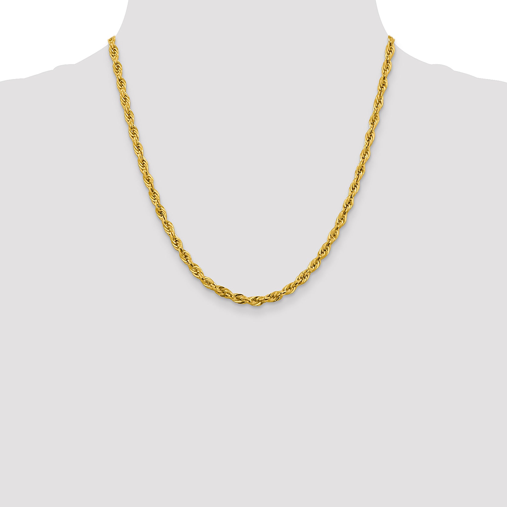 14K 20 Inch 4.25Mm Semi Solid Rope With Lobster Clasp Chain