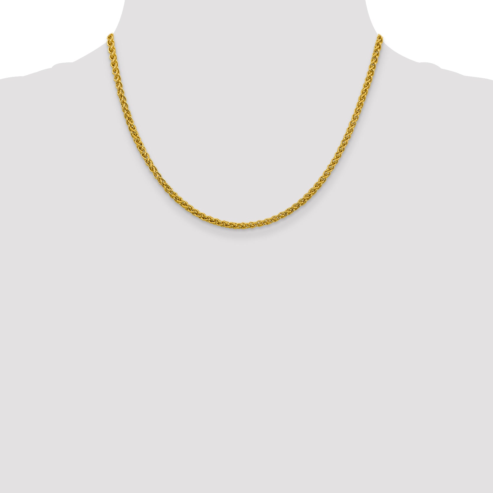 14K 18 Inch 3.45Mm Semi-Solid Wheat With Lobster Clasp Chain