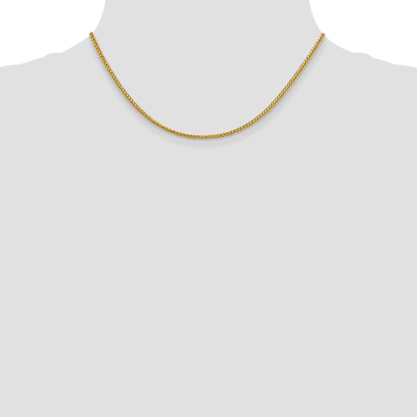 14K 16 Inch 2.35Mm Semi-Solid 3-Wire Wheat With Lobster Clasp Chain