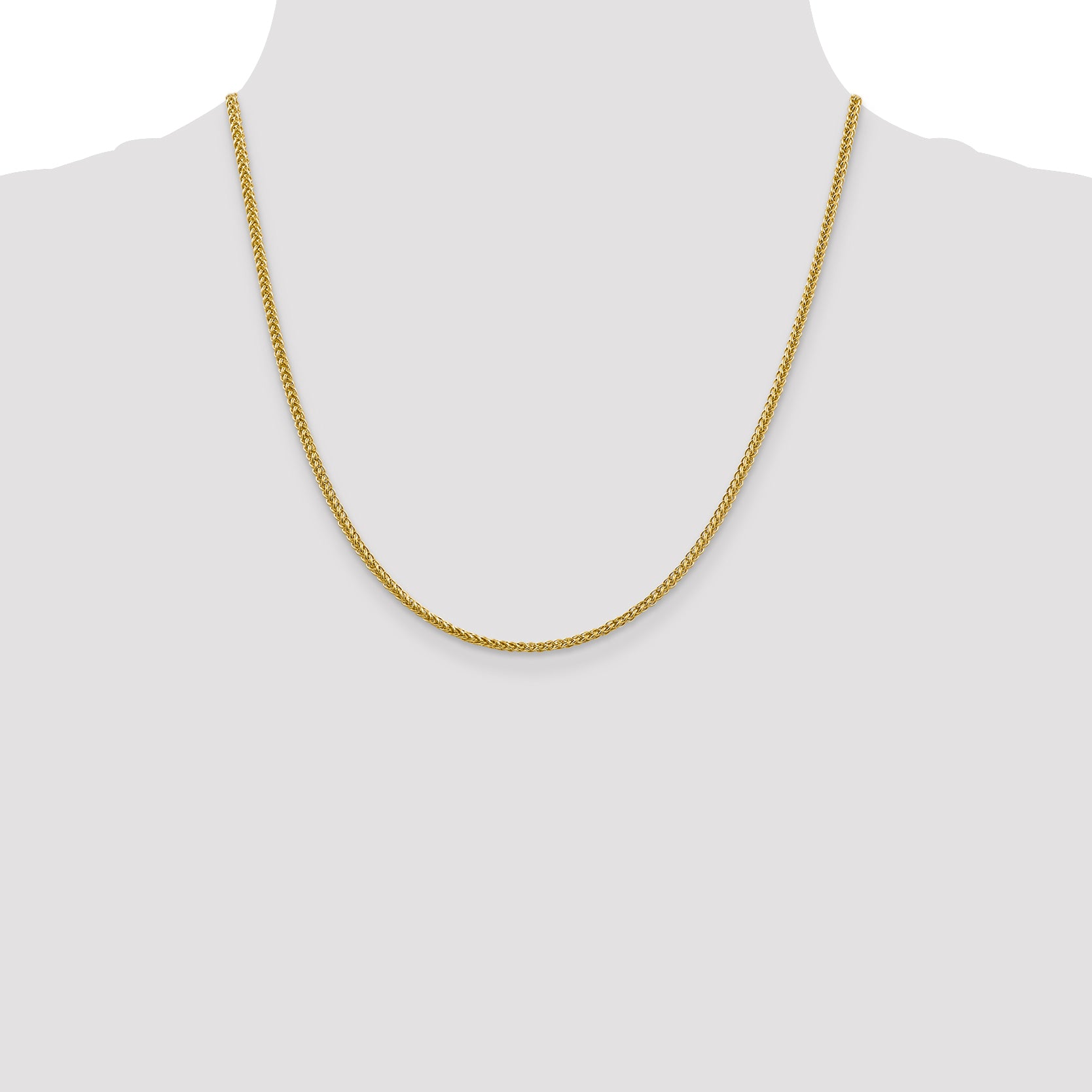 14K 20 Inch 2.35Mm Semi-Solid 3-Wire Wheat With Lobster Clasp Chain