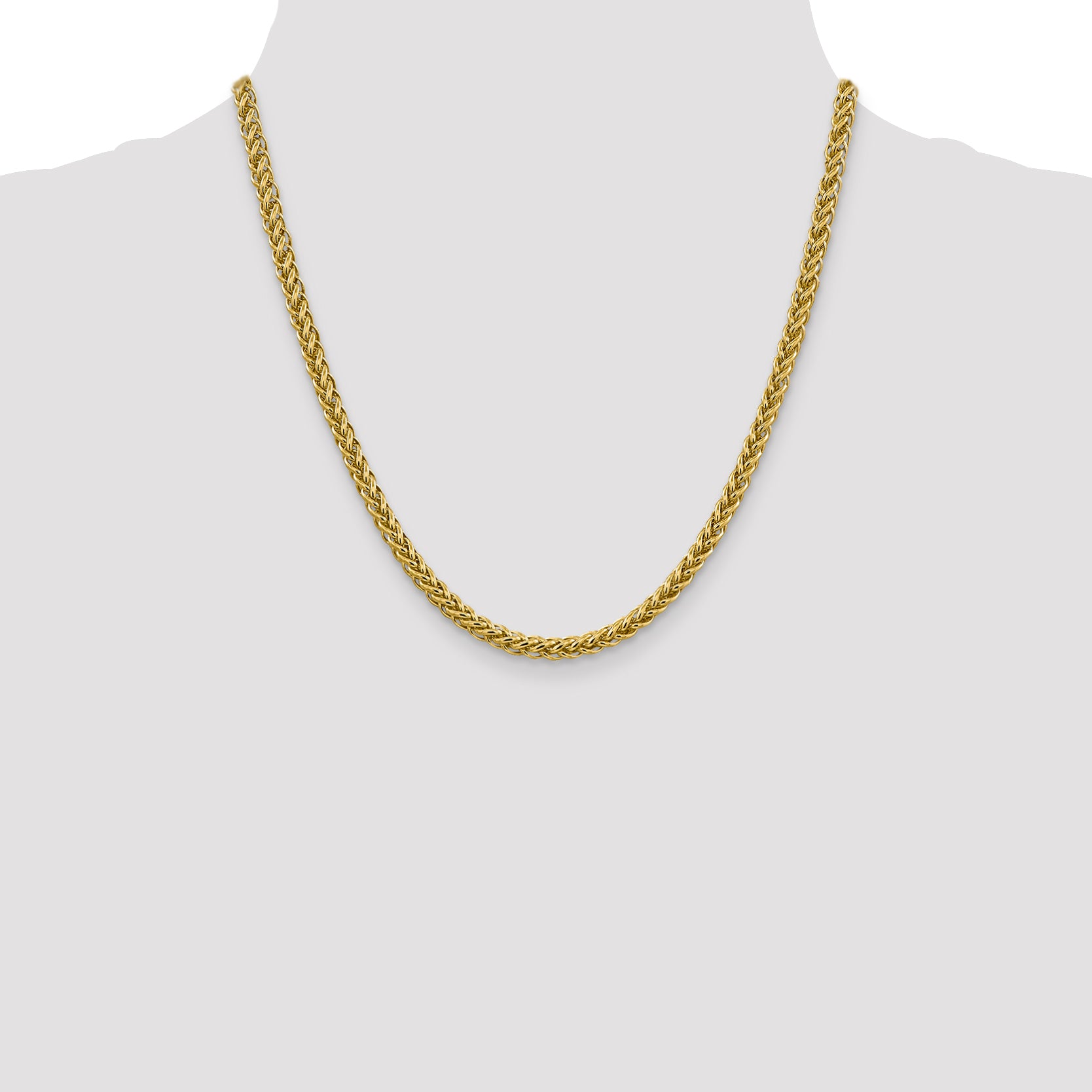 14K 18 Inch 4.65Mm Semi-Solid 3-Wire Wheat With Lobster Clasp Chain