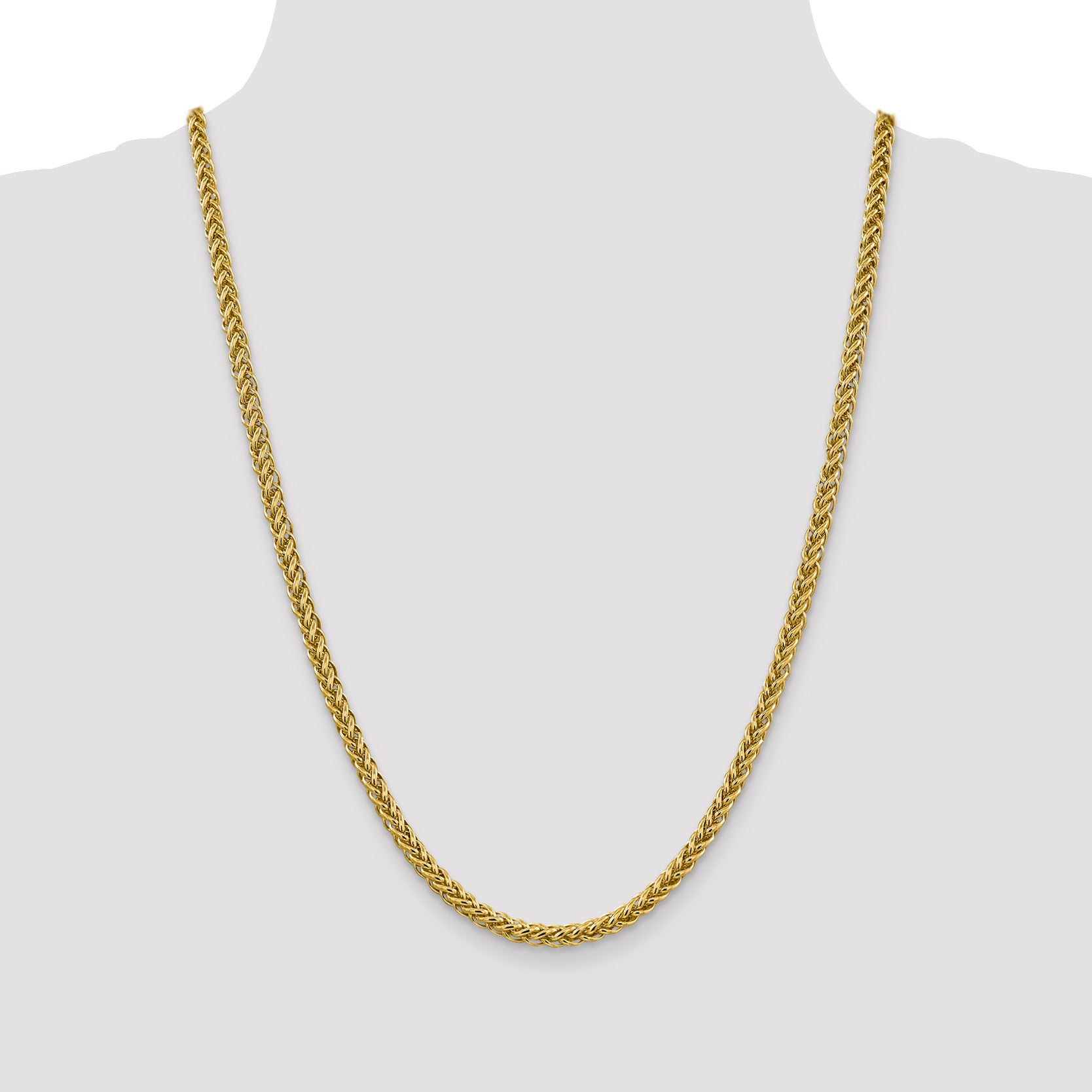 14K 24 Inch 4.65Mm Semi-Solid 3-Wire Wheat With Lobster Clasp Chain