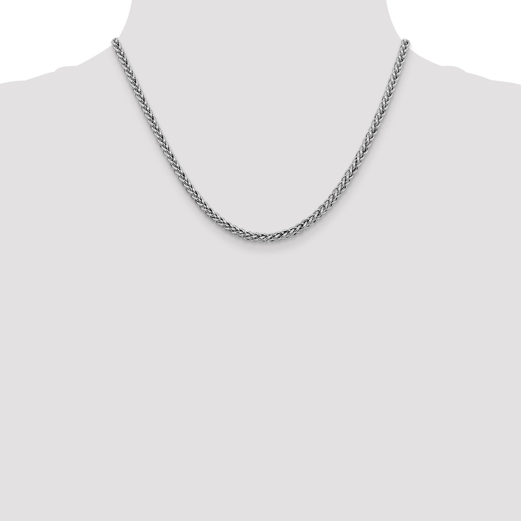 14K White Gold 16 Inch 4.3Mm Semi-Solid 3-Wire Wheat With Lobster Clasp Chain