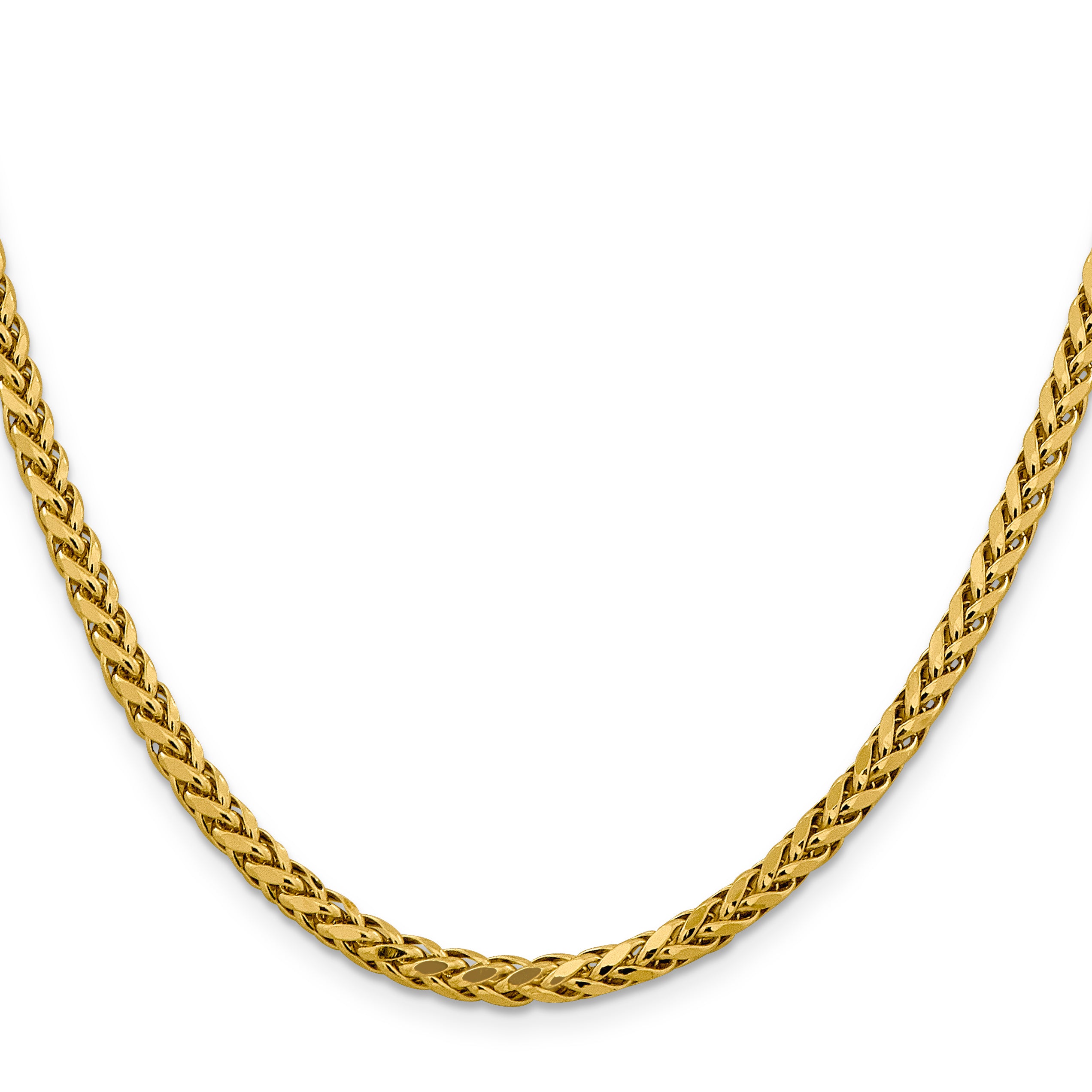 14K 18 Inch 3.7Mm Semi-Solid Diamond-Cut Wheat With Lobster Clasp Chain