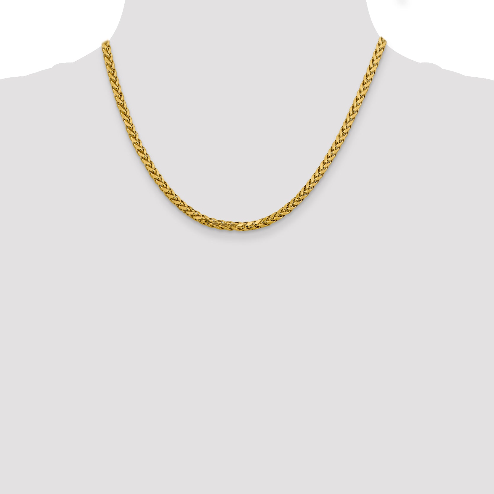 14K 18 Inch 3.7Mm Semi-Solid Diamond-Cut Wheat With Lobster Clasp Chain