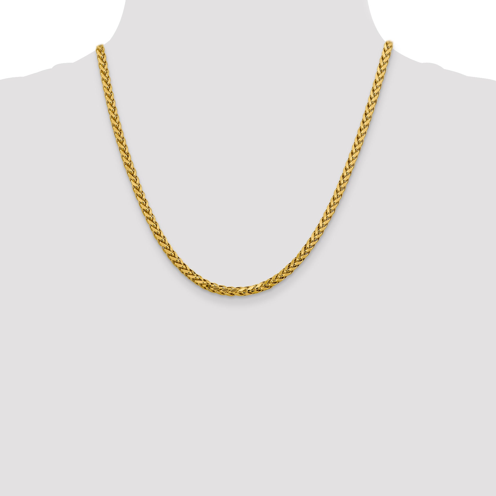 14K 20 Inch 3.7Mm Semi-Solid Diamond-Cut Wheat With Lobster Clasp Chain