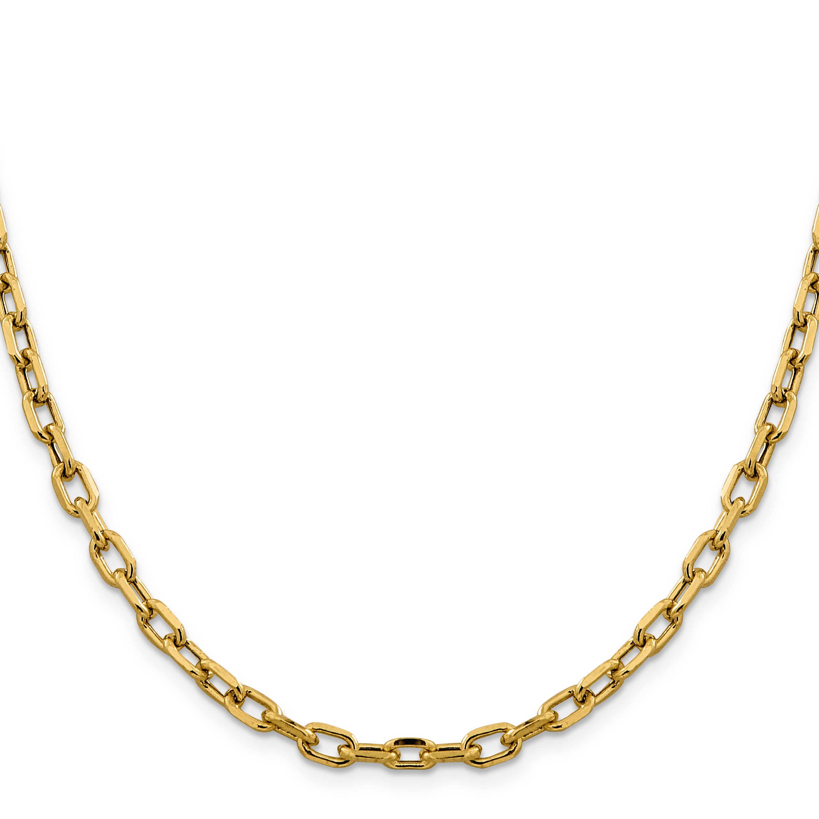 14K 20 Inch 4.9Mm Semi-Solid Diamond-Cut Open Link Cable With Lobster Clasp Chain